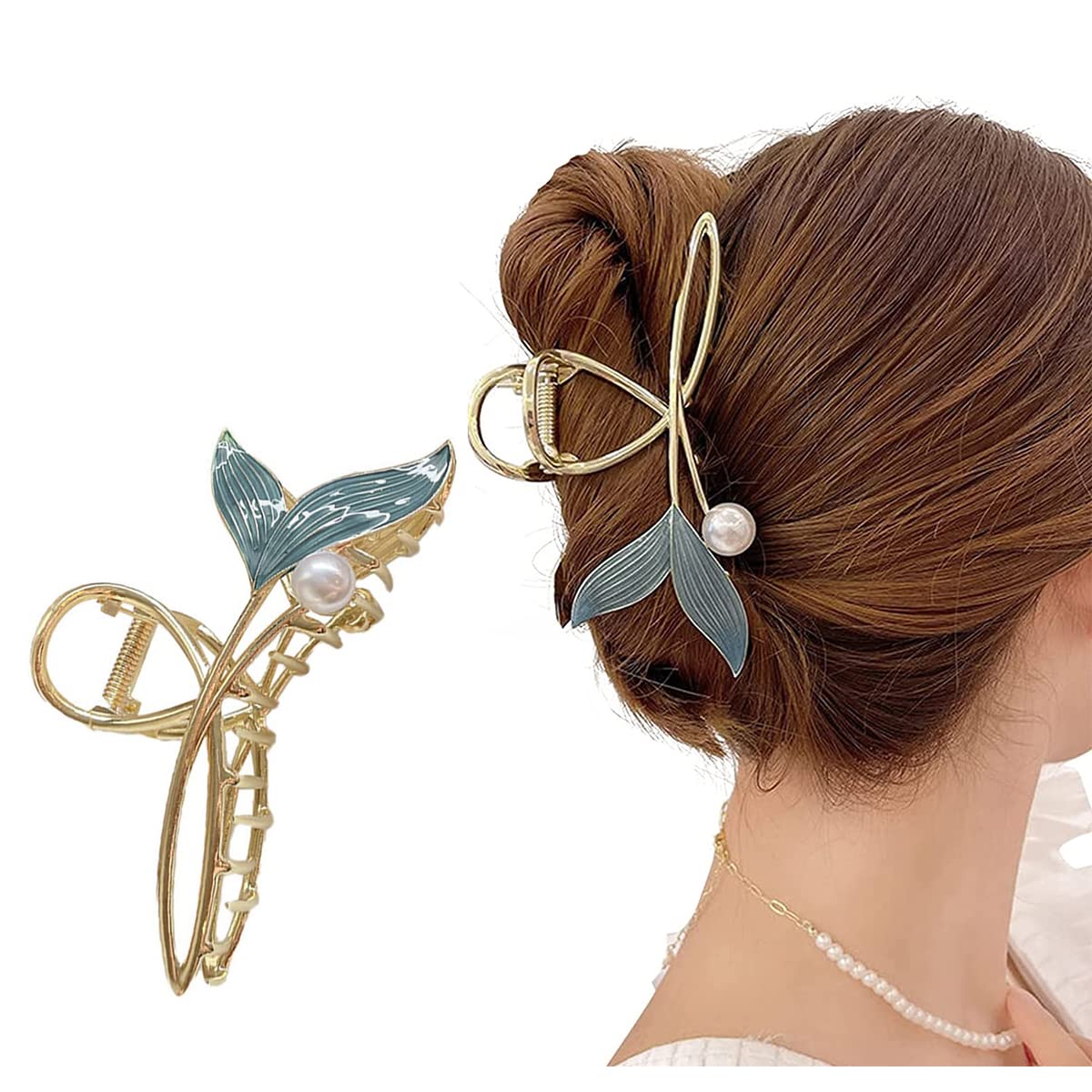 PALAY Hair Claw Clip for Women Large Stylish Mermaid Pearl Hair Clip Clutcher Ladies Non-Slip Metal Hair Jaw Clips, Strong Hold Elegant Bun Hair Styling Clamp Hair Accessories Gift PALAY Hair Claw Clip for Women Large Stylish Mermaid Pearl Hair Clip Clutcher Ladies Non-Slip Metal Hair Jaw Clips, Strong Hold Elegant Bun Hair Styling Clamp Hair Accessories Gift